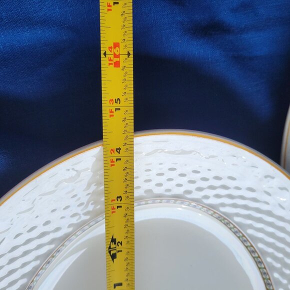 Carlton China Oval Serving Platters Set/2 White W/ Gold Trim & Floral Grindley - Picture 6 of 11